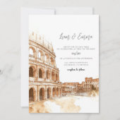 Invitation Mariage d'aquarelle Rome Italie (Devant)