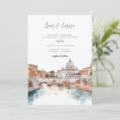 Invitation Mariage d'aquarelle Rome Italie (Debout devant)