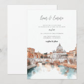 Invitation Mariage d'aquarelle Rome Italie (Devant / Derrière)