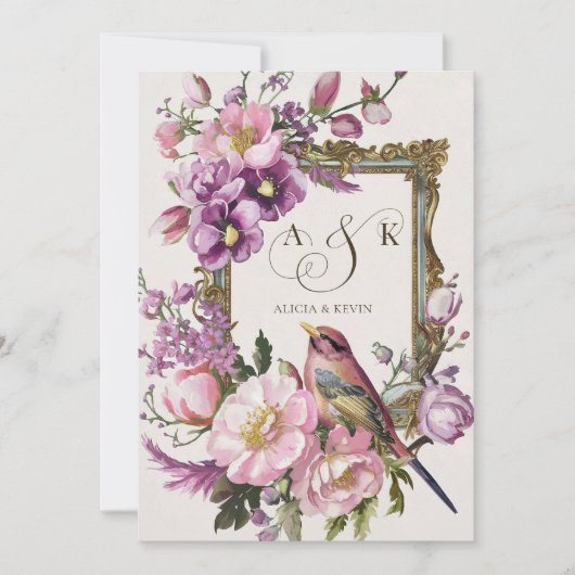 Invitation Mariage d'aquarelle rose (Devant)