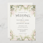 Invitation Mariage d'aquarelle rose (Devant / Derrière)