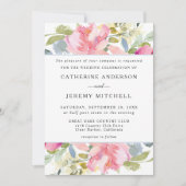 Invitation Mariage d'aquarelle rose doux (Devant)
