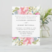 Invitation Mariage d'aquarelle rose doux (Debout devant)
