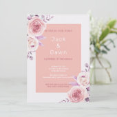 Invitation Mariage d'aquarelle rose et blanc (Debout devant)