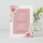 Invitation Mariage d'aquarelle rose et blanc (Debout devant)