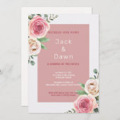Invitation Mariage d'aquarelle rose et blanc (Devant / Derrière)