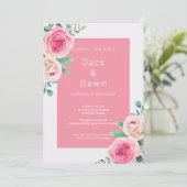 Invitation Mariage d'aquarelle rose et blanc (Debout devant)