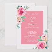Invitation Mariage d'aquarelle rose et blanc (Devant / Derrière)