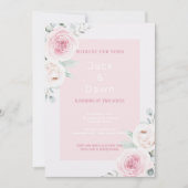 Invitation Mariage d'aquarelle rose et blanc (Devant)