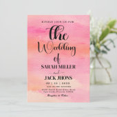 Invitation Mariage d'aquarelle rose et orange (Debout devant)