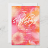 Invitation Mariage d'aquarelle rose et orange moderne Invi (Devant)