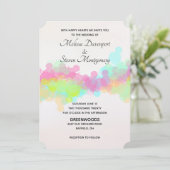 Invitation Mariage d'aquarelle rose et vert (Debout devant)