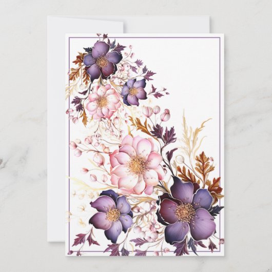 Invitation Mariage D'Aquarelle Rose Et Violet (Dos)