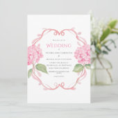 Invitation Mariage d'aquarelle rose Hydrangea Floral (Debout devant)