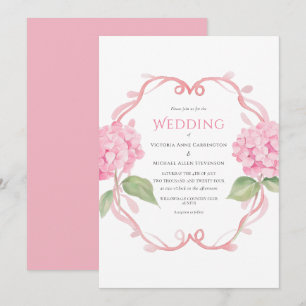 Invitation Mariage d'aquarelle rose Hydrangea Floral