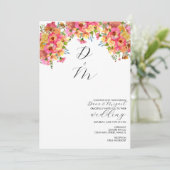 Invitation Mariage d'aquarelle rose jaune brillant (Debout devant)