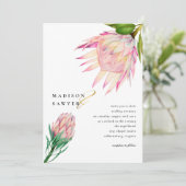 Invitation Mariage d'aquarelle rose King Protea (Debout devant)