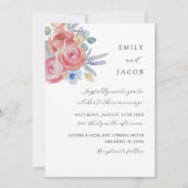 Invitation Mariage d'aquarelle Rose moderne (Devant)