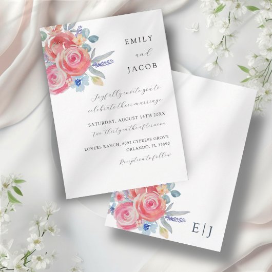 Invitation Mariage d'aquarelle Rose moderne