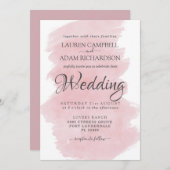 Invitation Mariage d'aquarelle rose moderne (Devant / Derrière)