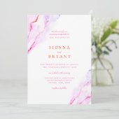 Invitation Mariage d'aquarelle rose orange (Debout devant)