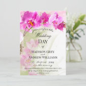 Invitation Mariage d'aquarelle rose orchidée (Debout devant)