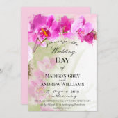 Invitation Mariage d'aquarelle rose orchidée (Devant / Derrière)