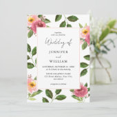 Invitation Mariage d'aquarelle rose pâle (Debout devant)