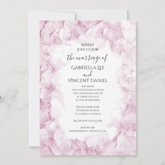 Invitation Mariage d'aquarelle rose pâle (Devant)