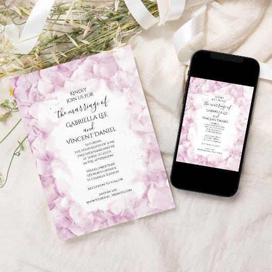 Invitation Mariage d'aquarelle rose pâle