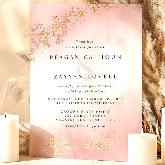 Invitation Mariage d'aquarelle rose pâle