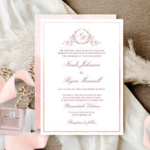Invitation Mariage d'aquarelle rose pâle Chic