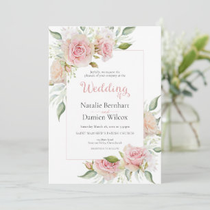 Invitation Mariage d'aquarelle rose pastel