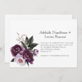 Invitation Mariage d'aquarelle rose prune violet | (Devant / Derrière)