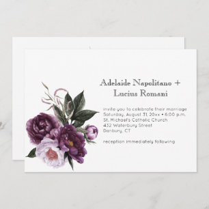 Invitation Mariage d'aquarelle rose prune violet  