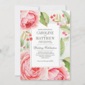 Invitation Mariage d'aquarelle Rose romantique (Devant)