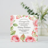 Invitation Mariage d'aquarelle Rose romantique (Debout devant)