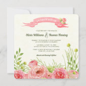 Invitation Mariage d'aquarelle Rose romantique (Devant)