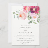 Invitation Mariage d'aquarelle Rose rose-bleu (Devant)