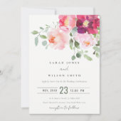 Invitation Mariage d'aquarelle Rose rose-bleu (Devant)