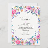 Invitation Mariage d'aquarelle rose tropicale (Devant)