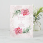Invitation Mariage d'aquarelle rose vif (Debout devant)