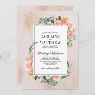 Invitation Mariage d'aquarelle rose vif