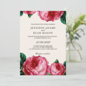 Invitation Mariage d'aquarelle rose vintage (Debout devant)
