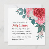 Invitation Mariage d'aquarelle rouge (Devant)