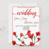 Invitation Mariage d'aquarelle rouge (Devant)