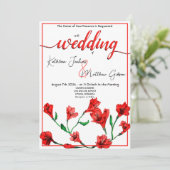 Invitation Mariage d'aquarelle rouge (Debout devant)