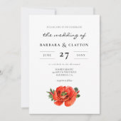 Invitation Mariage d'aquarelle rouge pavot (Devant)