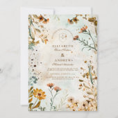 Invitation Mariage d'aquarelle Russe Fleur sauvage (Devant)