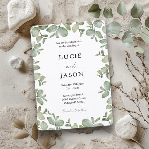 Invitation Mariage d'aquarelle Russe Sage Green Eucalyptus